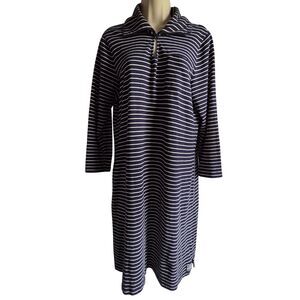 Ralph Lauren LRL Navy White Stripe Knit Shirtdress Large Y2K
